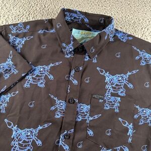 Retro Rifle Evolution 3 of 4 Shirt Mens M Black Blue Short Sleeve Button Up